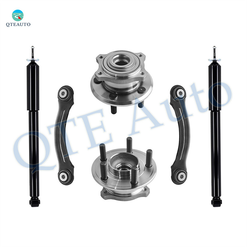 Set of 6 Rear Upper Forward Control Arm-Wheel Hub Bearing Assembly-Shock Absorber For 2005-2009 Chrysler 300 w/ Performance Suspension