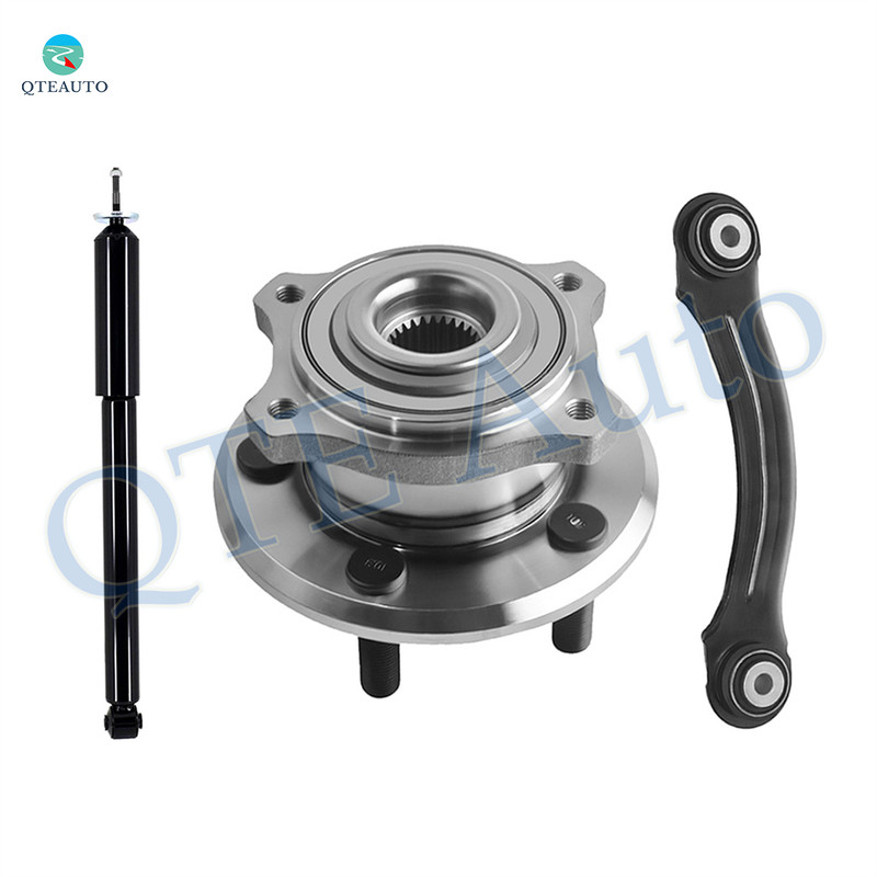 Set of 3 Rear Upper Forward Control Arm-Wheel Hub Bearing Assembly-Shock Absorber For 2005-2008 Dodge Magnum w/ Performance Suspension