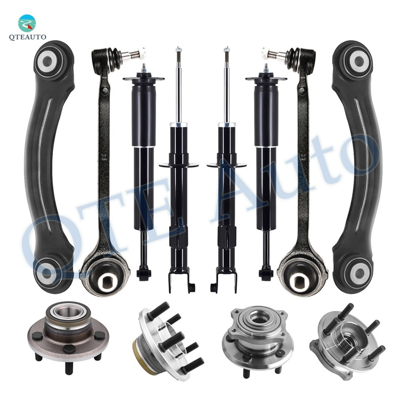 Set 12 Front Lower Forward Control Arm Ball Joint-Rear Upper Forward Control Arm-Wheel Hub Bearing-Susp. Strut-Shock Absorber For 2006-2009 Chrysler 300 w/ Self Leveling Susp.