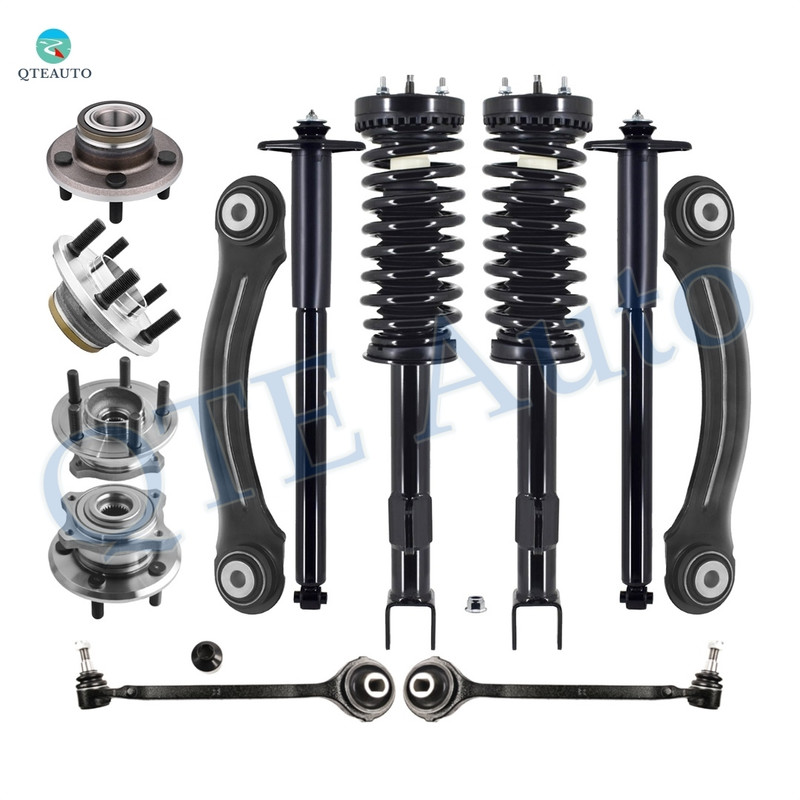 Set 12 Front Lower Forward Control Arm Ball Joint-Rear Upper Forward Control Arm-Wheel Hub Bearing-Quick Complete Strut-Complete Shock Absorber For 2007-2009 Dodge Charger