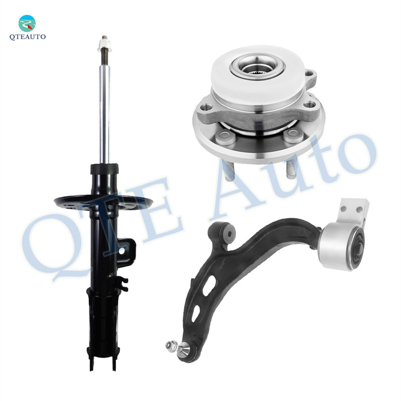 Set of 3 Front Left Lower Control Arm Ball Joint-Wheel Hub Bearing Assembly-Suspension Strut Assembly For 2013-2019 Ford Flex