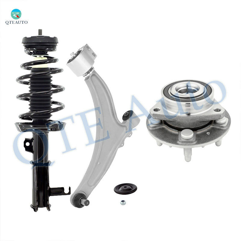 Set of 3 Front Right Lower Control Arm Ball Joint-Wheel Hub Bearing Assembly-Quick Complete Strut-Coil Spring Assembly For 2016 Chevrolet Malibu Limited