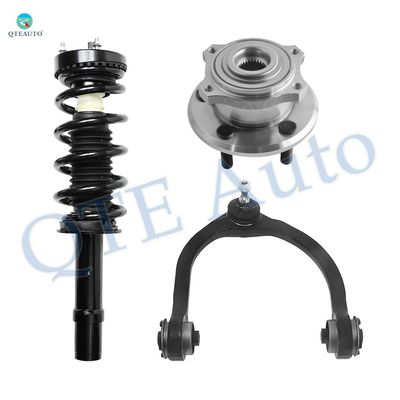Set of 3 Front Left Upper Control Arm Ball Joint-Wheel Hub Bearing Assembly-Quick Complete Strut-Coil Spring Assembly For 2012-2016 Chrysler 300
