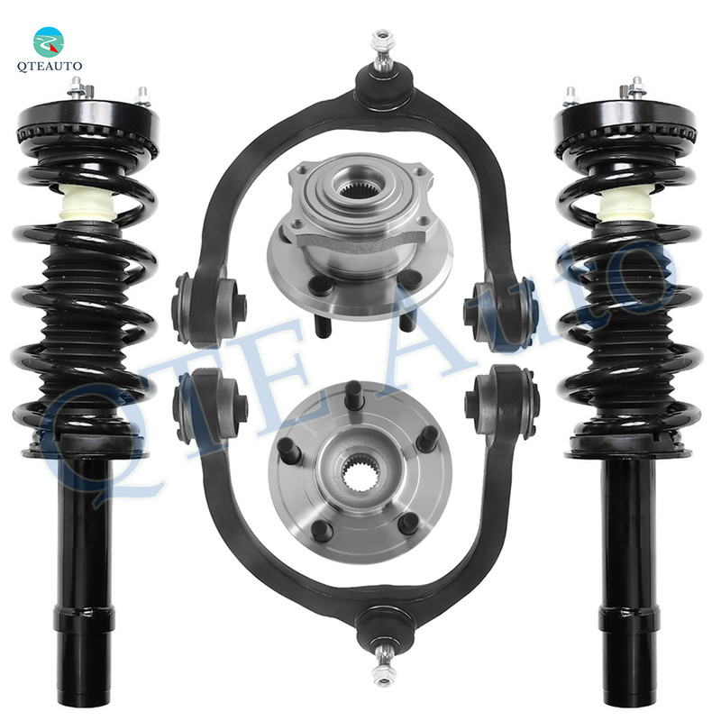Set of 6 Front Upper Control Arm Ball Joint-Wheel Hub Bearing Assembly-Quick Complete Strut-Coil Spring Assembly For 2012-2016 Chrysler 300