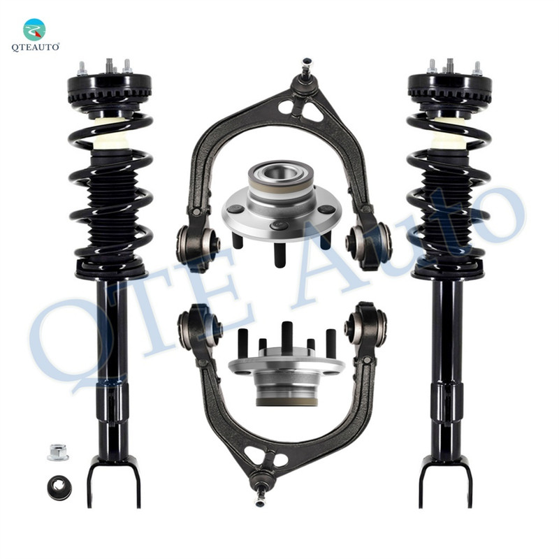 Set of 6 Front Upper Control Arm Ball Joint-Wheel Hub Bearing Assembly-Quick Complete Strut-Coil Spring Assembly For 2011 Dodge Charger
