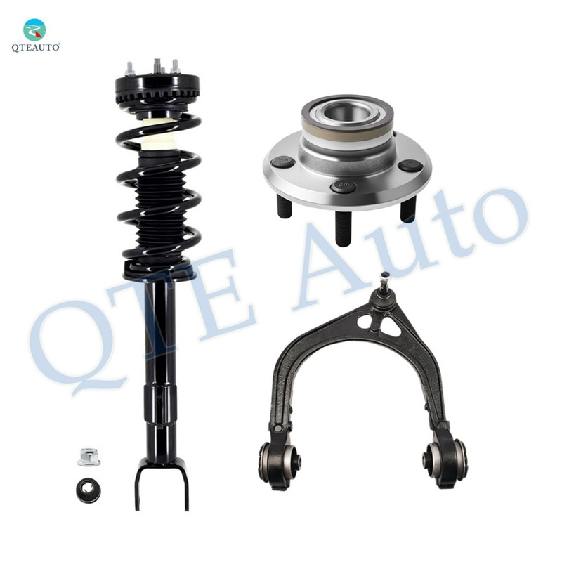 Set of 3 Front Left Upper Control Arm Ball Joint-Wheel Hub Bearing Assembly-Quick Complete Strut-Coil Spring Assembly For 2011 Dodge Charger