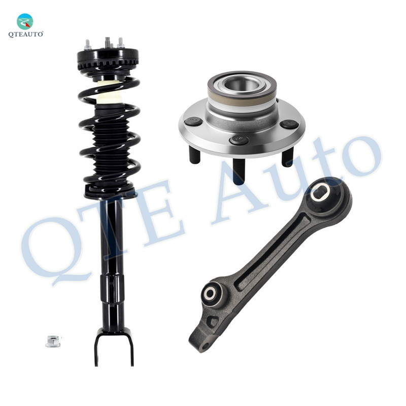 Set of 3 Front Lower Rearward Control Arm-Wheel Hub Bearing Assembly-Quick Complete Strut-Coil Spring Assembly For 2011 Dodge Charger RWD