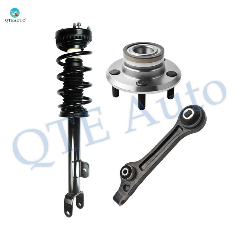 Set of 3 Front Lower Rearward Control Arm-Wheel Hub Bearing Assembly-Quick Complete Strut-Coil Spring Assembly For 2011 Dodge Challenger