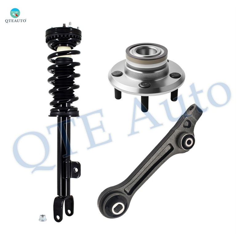 Set of 3 Front Lower Rearward Control Arm-Wheel Hub Bearing Assembly-Quick Complete Strut-Coil Spring Assembly For 2011 Dodge Charger