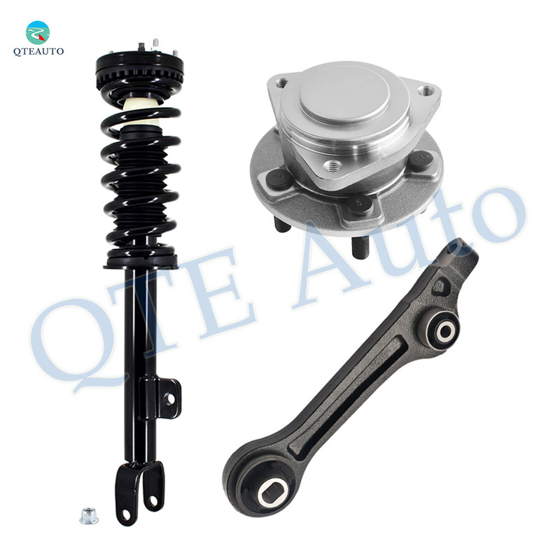 Set of 3 Front Lower Rearward Control Arm-Wheel Hub Bearing Assembly-Quick Complete Strut-Coil Spring Assembly For 2015-2023 Dodge Charger RWD