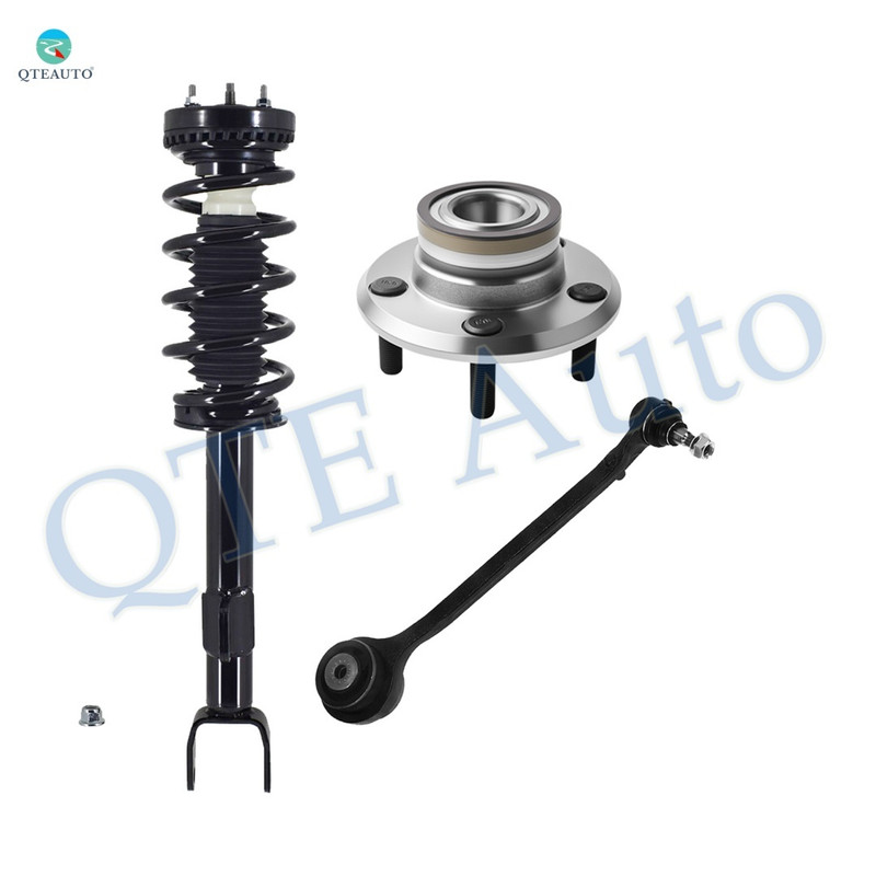 Set of 3 Front Left Lower Forward Control Arm Ball Joint-Wheel Hub Bearing Assembly-Quick Complete Strut-Coil Spring Assembly For 2011 2012 Chrysler 300