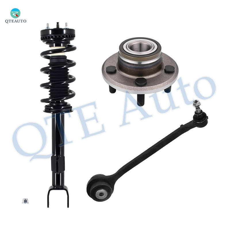 Set of 3 Front Right Lower Forward Control Arm Ball Joint-Wheel Hub Bearing Assembly-Quick Complete Strut-Coil Spring Assembly For 2011 Dodge Charger