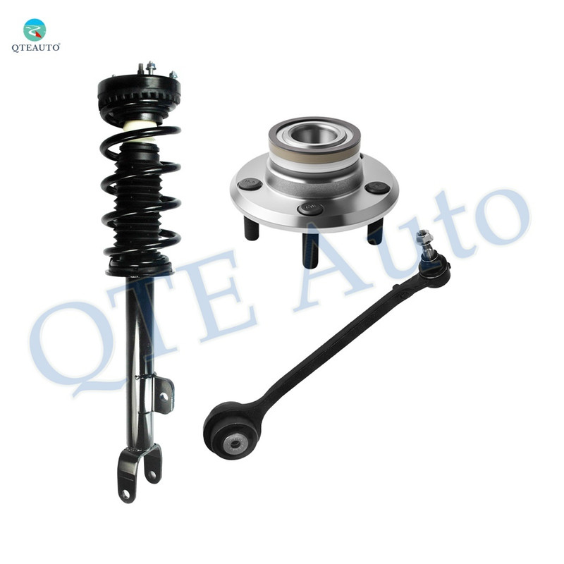 Set of 3 Front Right Lower Forward Control Arm Ball Joint-Wheel Hub Bearing Assembly-Quick Complete Strut-Coil Spring Assembly For 2011 Dodge Challenger