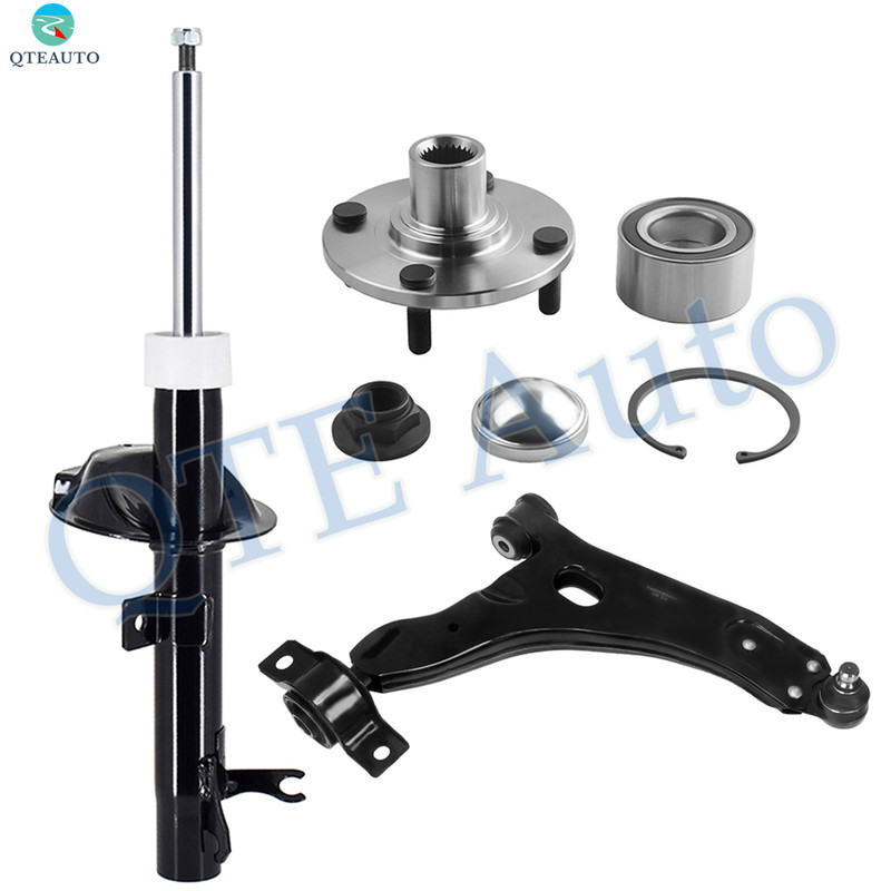 Set of 3 Front Left Lower Control Arm Ball Joint-Wheel Hub Bearing Assembly-Suspension Strut Assembly For 2004 2005 Ford Focus
