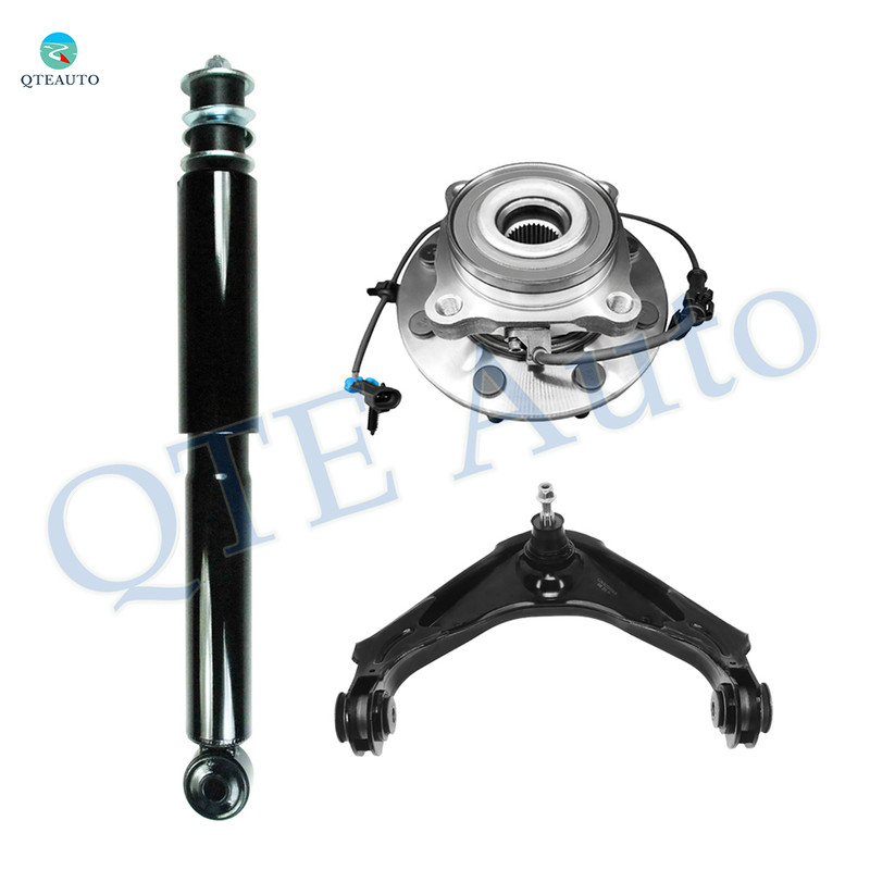 Set of 3 Front Upper Wheel Hub Bearing Assembly-Control Arm Ball Joint-Shock For 2001-2003 Chevrolet Silverado 3500