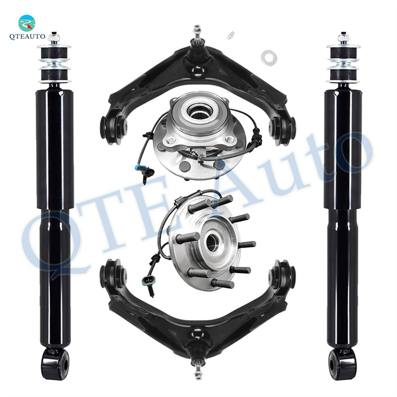 Set of 6 Front Upper Wheel Hub Bearing Assembly-Control Arm Ball Joint-Shock For 2001-2003 Chevrolet Silverado 3500