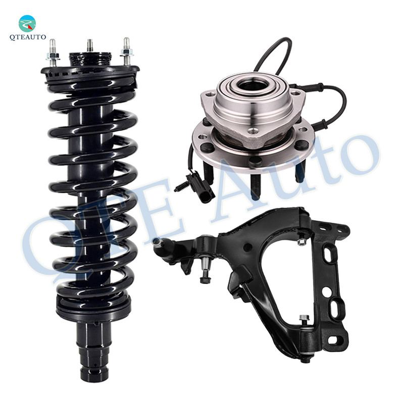 Set of 3 Front Left Lower Control Arm Ball Joint-Wheel Hub Bearing Assembly-Quick Complete Strut-Coil Spring Assembly For 2004 Oldsmobile Bravada