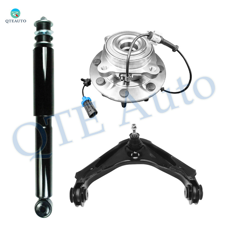 Set of 3 Front Upper Wheel Hub Bearing Assembly-Control Arm Ball Joint-Shock For 2007-2010 Chevrolet Silverado 2500 HD