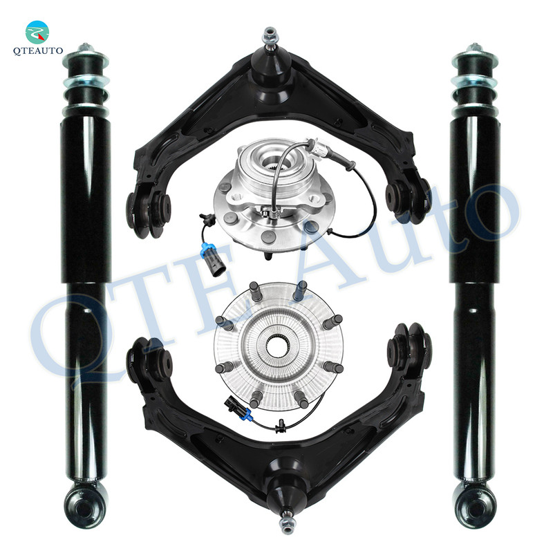 Set of 6 Front Upper Wheel Hub Bearing Assembly-Control Arm Ball Joint-Shock For 2007-2012 GMC Yukon XL 2500