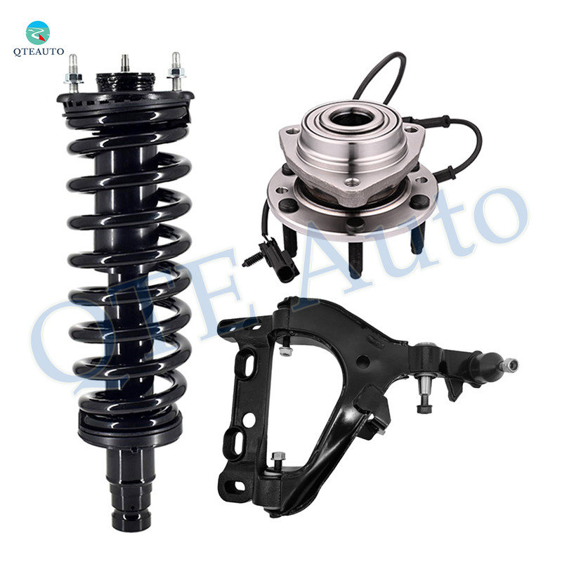 Set of 3 Front Right Lower Control Arm Ball Joint-Wheel Hub Bearing Assembly-Quick Complete Strut-Coil Spring Assembly For 2004-2007 Isuzu Ascender