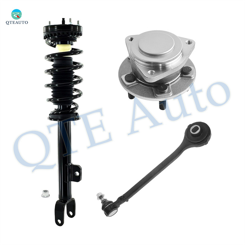 Set of 3 Front Left Lower Forward Control Arm Ball Joint-Wheel Hub Bearing Assembly-Quick Complete Strut-Coil Spring Assembly For 2015 2016 Dodge Charger