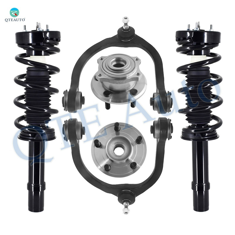 Set of 6 Front Upper Control Arm Ball Joint-Wheel Hub Bearing Assembly-Quick Complete Strut-Coil Spring Assembly For 2012-2019 Dodge Charger