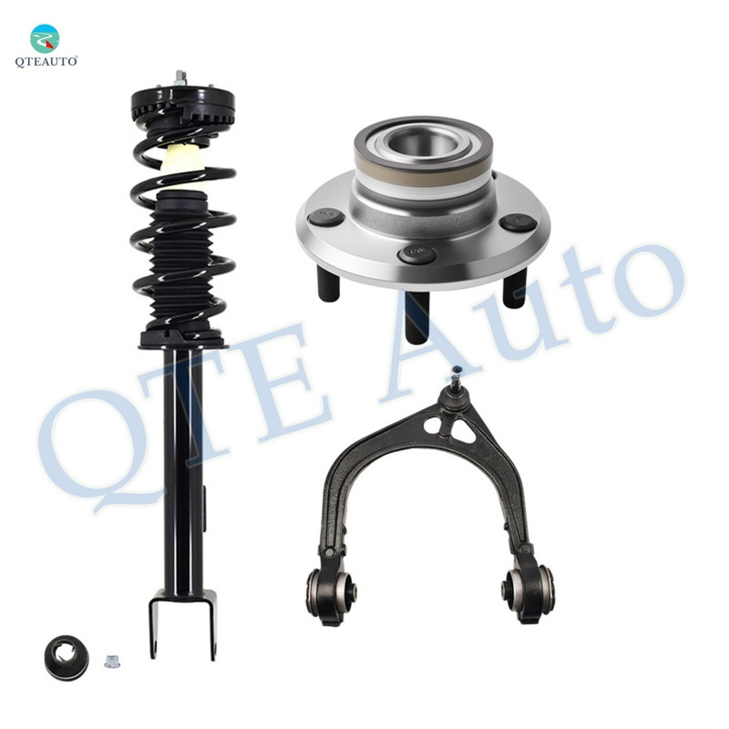 Set of 3 Front Left Upper Control Arm Ball Joint-Wheel Hub Bearing Assembly-Quick Complete Strut-Coil Spring Assembly For 2011-2014 Dodge Challenger