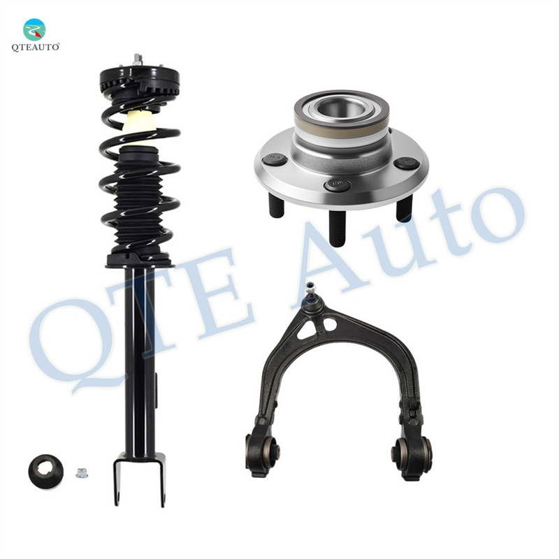 Set of 3 Front Right Upper Control Arm Ball Joint-Wheel Hub Bearing Assembly-Quick Complete Strut-Coil Spring Assembly For 2011-2014 Dodge Challenger