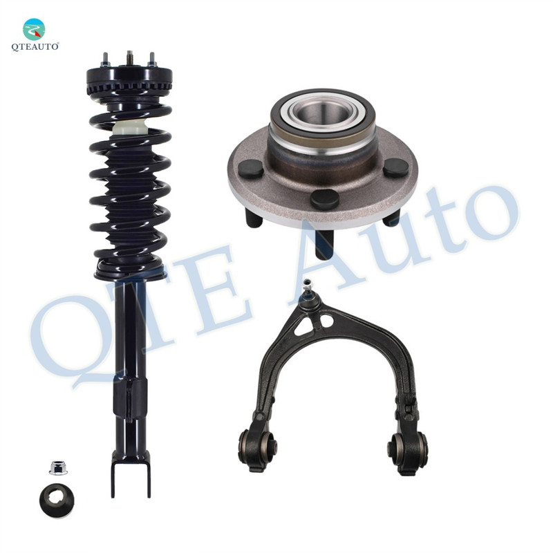 Set of 3 Front Right Upper Control Arm Ball Joint-Wheel Hub Bearing Assembly-Quick Complete Strut-Coil Spring Assembly For 2007-2009 Dodge Charger