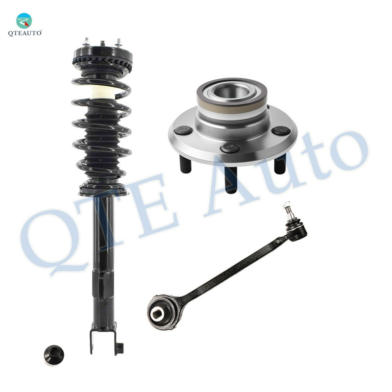 Set of 3 Front Left Lower Forward Control Arm Ball Joint-Wheel Hub Bearing Assembly-Quick Complete Strut-Coil Spring Assembly For 2009 2010 Dodge Challenger SE