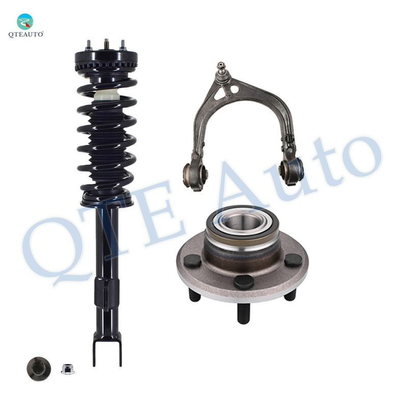 Set of 3 Front Right Upper Control Arm Ball Joint-Wheel Hub Bearing Assembly-Quick Complete Strut-Coil Spring Assembly For 2007 2008 Dodge Charger