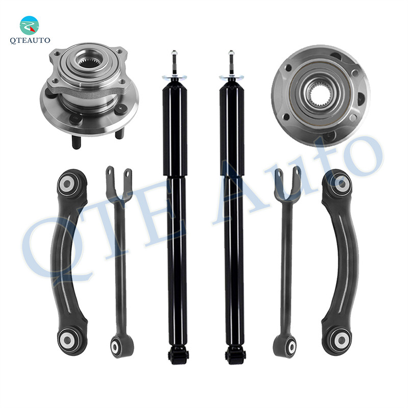 Set of 8 Rear Lower Forward-Upper Forward Control Arm-Wheel Hub Bearing Assembly-Shock Absorber For 2005-2009 Chrysler 300 w/ Performance Suspension