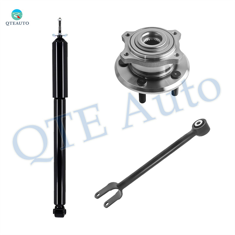 Set of 3 Rear Lower Forward Control Arm-Wheel Hub Bearing Assembly-Shock Absorber For 2005-2009 Chrysler 300 w/ Performance Suspension