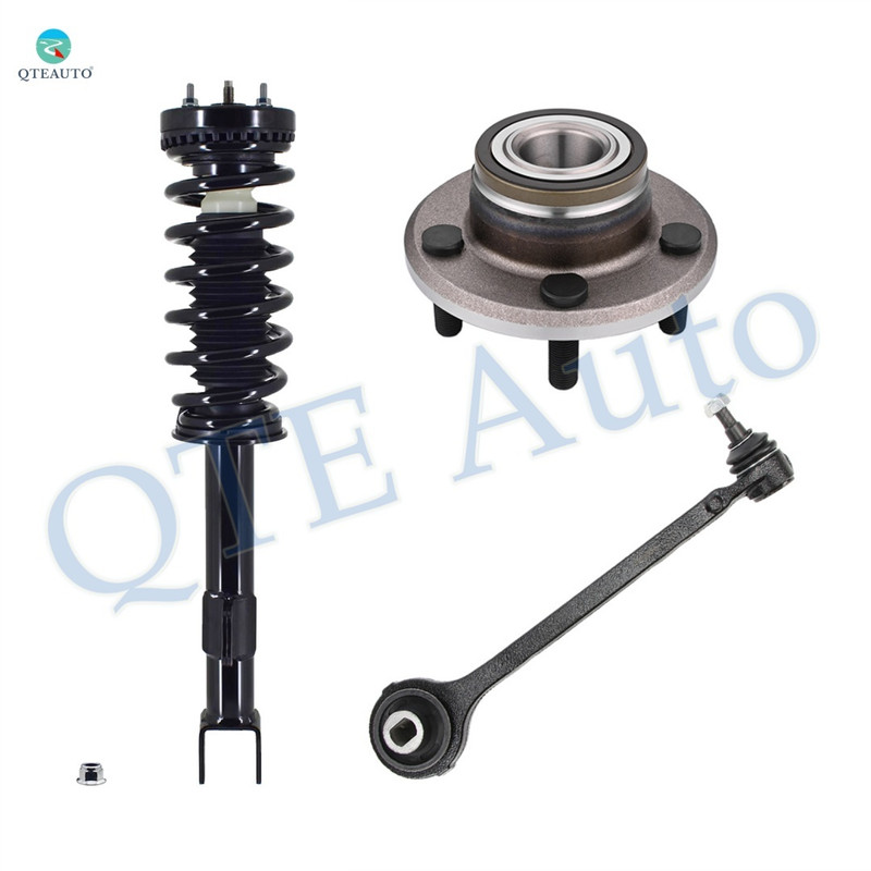 Set of 3 Front Left Lower Forward Control Arm Ball Joint-Wheel Hub Bearing Assembly-Quick Complete Strut-Coil Spring Assembly Replacement For 2006-2008 Dodge Magnum
