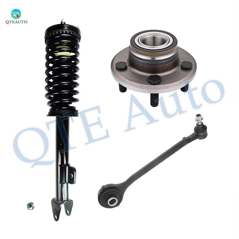 Set of 3 Front Right Lower Forward Control Arm Ball Joint-Wheel Hub Bearing Assembly-Quick Complete Strut-Coil Spring Assembly Replacement For 2007-2010 Dodge Charger