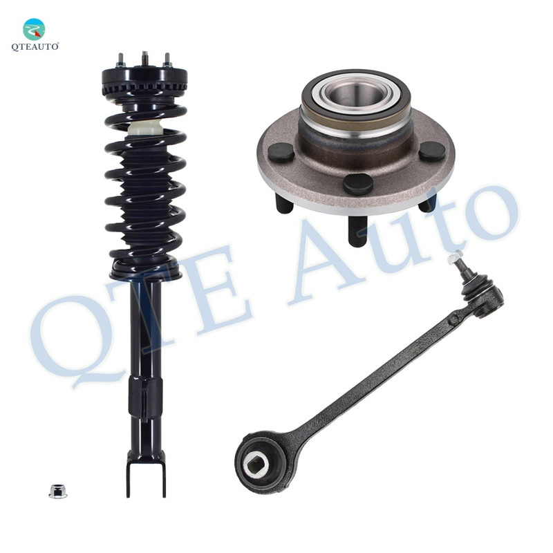 Set of 3 Front Right Lower Forward Control Arm Ball Joint-Wheel Hub Bearing Assembly-Quick Complete Strut-Coil Spring Assembly Replacement For 2007-2010 Dodge Charger