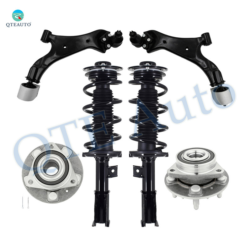 Set of 6 Front Lower Control Arm Ball Joint-Wheel Hub Bearing Assembly-Quick Complete Strut-Coil Spring Assembly Replacement For 2010-2017 GMC Terrain