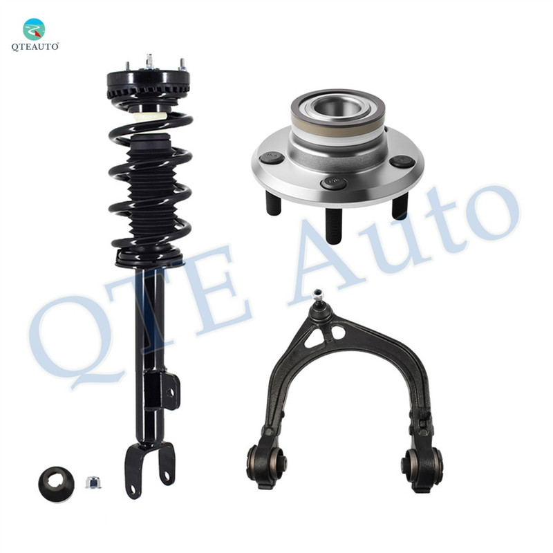 Set of 3 Front Right Upper Control Arm Ball Joint-Wheel Hub Bearing Assembly-Quick Complete Strut-Coil Spring Assembly Replacement For 2011 Dodge Charger