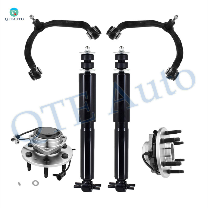 Set of 6 Front Upper Control Arm Ball Joint-Wheel Hub Bearing Assembly-Shock Absorber Replacement For 2003-2005 Chevrolet Express 2500