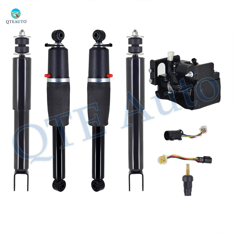 Set of 5 Front-Rear Air Shock Absorber-Air Suspension Compressor Pump For 2002-2006 Cadillac Escalade