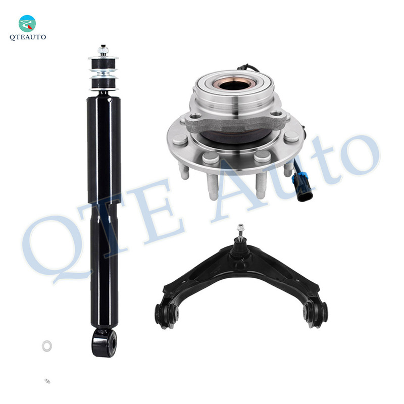 Set of 3 Front Upper Control Arm Ball Joint-Wheel Hub Bearing Assembly-Shock Absorber Replacement For 2007 GMC Sierra 3500 Classic Monotube Performance Upgrade