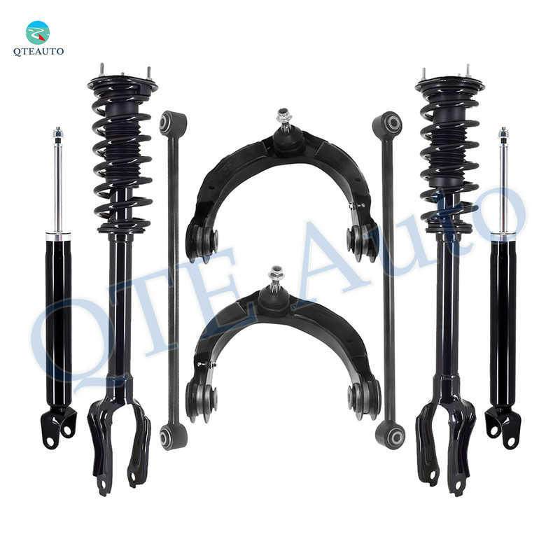 Set of 8 Front Upper Control Arm Ball Joint-Quick Complete Strut-Coil Spring Assembly-Rear Lower Rearward Control Arm-Shock Absorber For 2011-2015 Jeep Grand Cherokee RWD