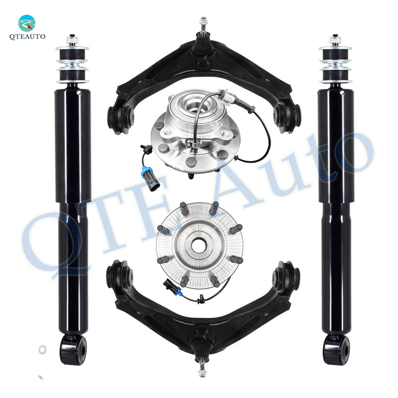 Set of 6 Front Upper Control Arm Ball Joint-Wheel Hub Bearing Assembly-Shock Absorber Replacement For 2007-2012 Chevrolet Suburban 2500