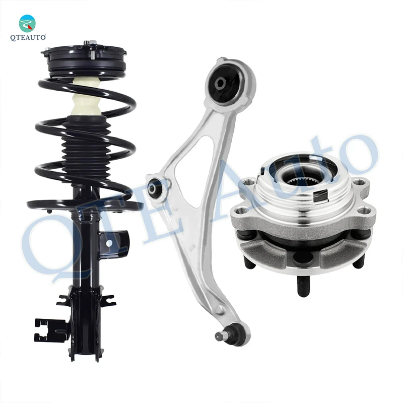 Set of 3 Front Left Lower Control Arm Ball Joint-Wheel Hub Bearing Assembly-Quick Complete Strut-Coil Spring Assembly Replacement For 2015-2018 Nissan Altima