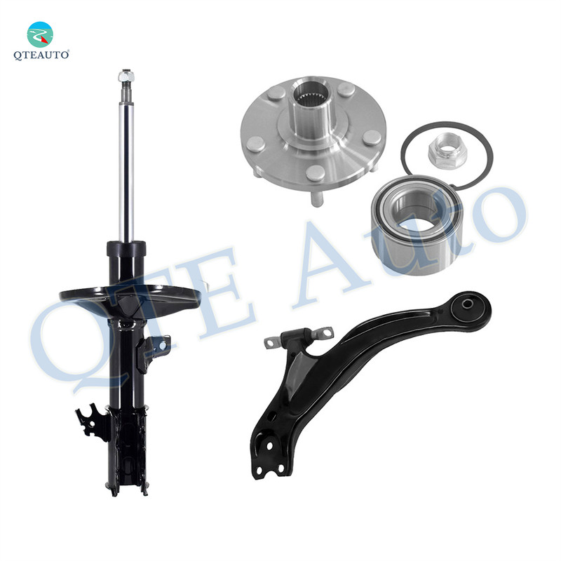 Set of 3 Front Left Lower Control Arm Ball Joint-Wheel Hub Bearing Assembly-Suspension Strut Assembly Replacement For 1999-2003 Toyota Solara