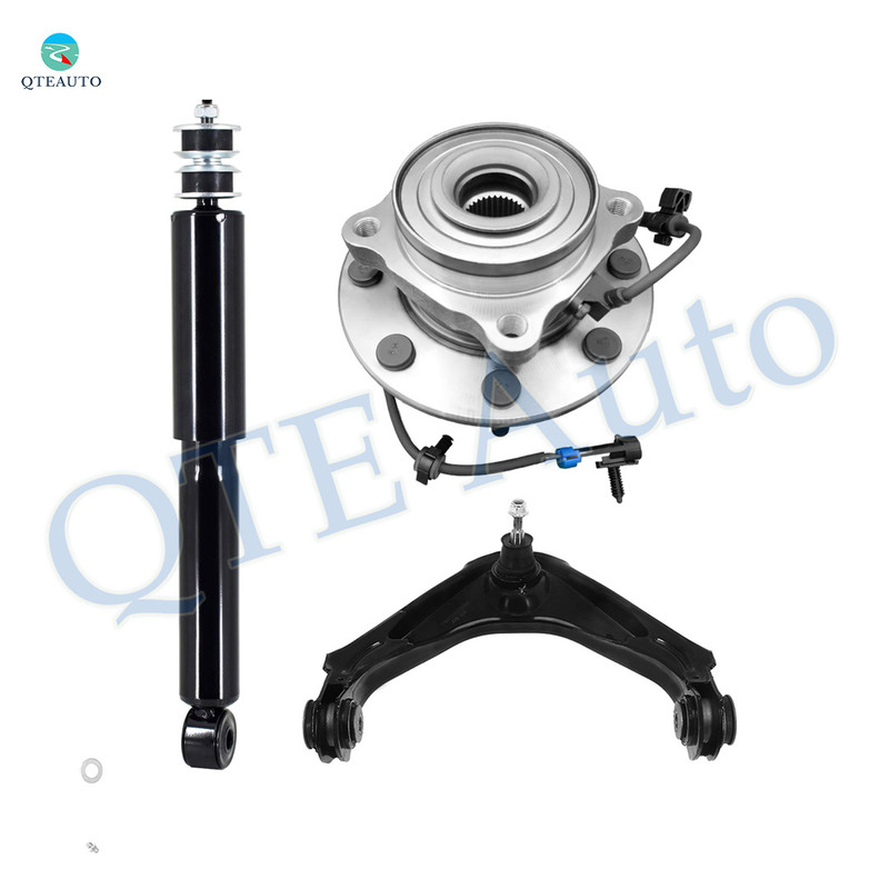 Set of 3 Front Upper Control Arm Ball Joint-Wheel Hub Bearing Assembly-Shock Absorber Replacement For 2001-2006 Chevrolet Suburban 2500