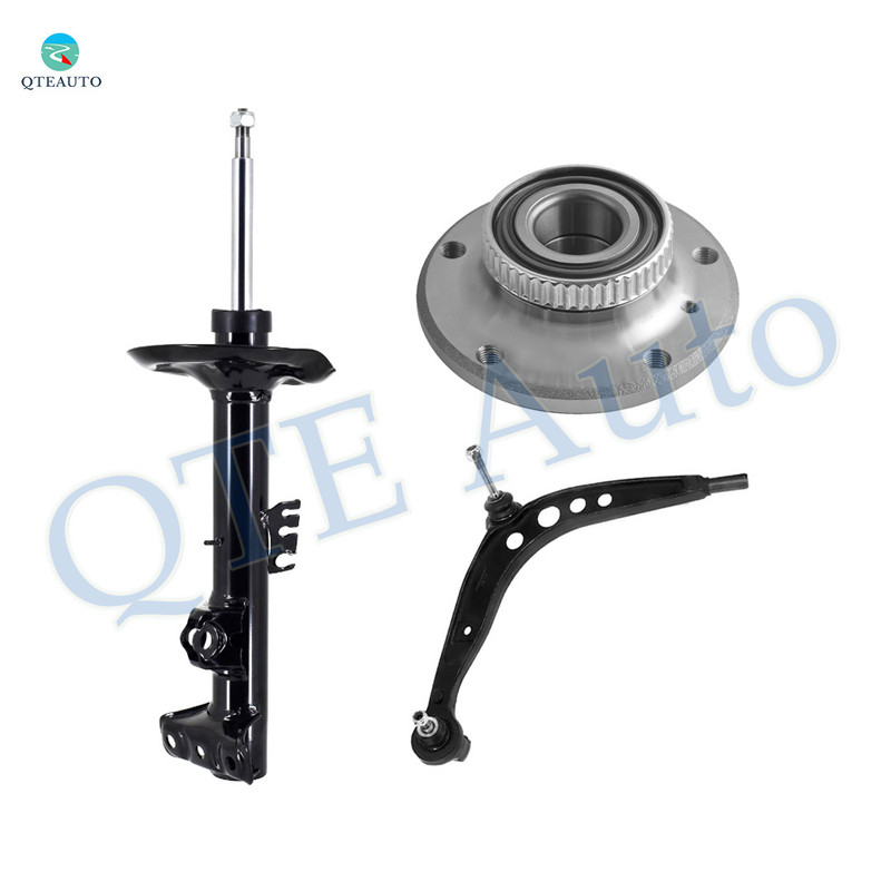 Set of 3 Front Left Lower Control Arm Ball Joint-Wheel Hub Bearing Assembly-Suspension Strut Assembly For 1995 BMW 325I