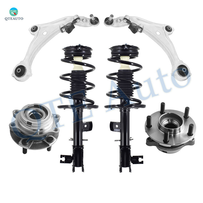 Set of 6 Front Lower Control Arm Ball Joint-Wheel Hub Bearing Assembly-Quick Complete Strut-Coil Spring Assembly For 2009-2013 Nissan Murano