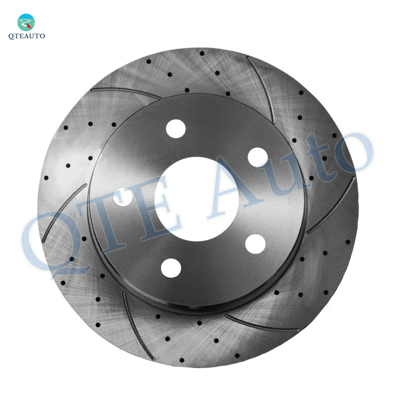 Left 1 Piece Front 336mm Drilled Slotted Brake Disc Rotor For 2002-2010 Dodge RAM 1500