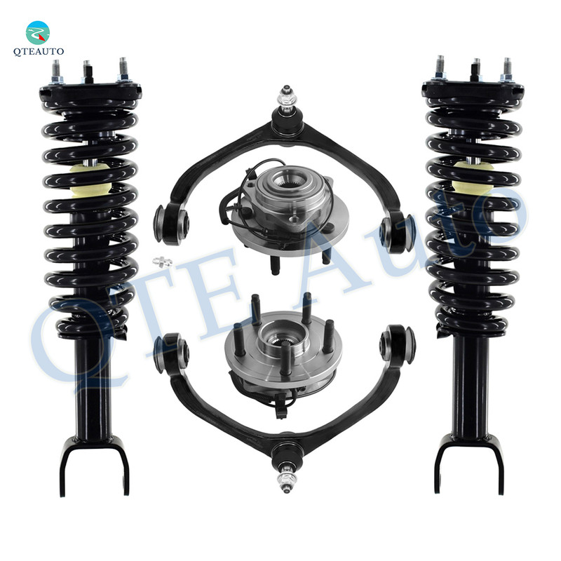 Set of 6 Front Upper Control Arm Ball Joint-Wheel Hub Bearing Assembly-Quick Complete Strut-Coil Spring Assembly For 2006-2008 Mitsubishi Raider RWD